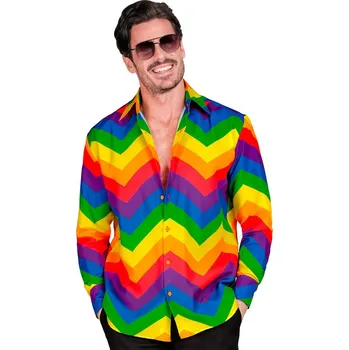 Karnevalový kostým Duhová párty pánská košile - S/M