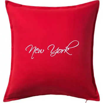 Polštář New York nápis psacím - Polštář 50x50 - 50x50 - Pouze potah ( Červená )