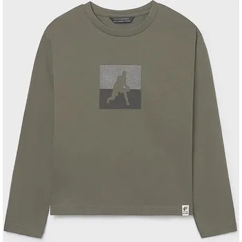 Chlapecké tričko Bavlněné tričko s dlouhým rukávem Mayoral 7005.7A.Junior.9BYA zelená 91X, vel. 128