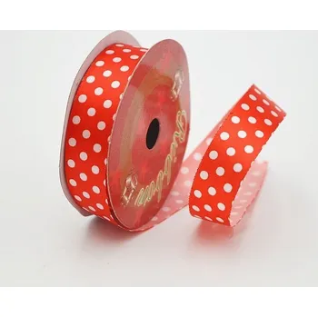 Stuha Stuha puntíky 20 mm, červeno-bílá