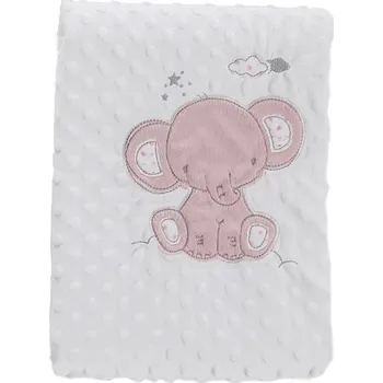 plyšák Dečka s vyšitým růžovým sloníkem od firmy Llopis (Manta doble cara elefante bordado rosa 100 x 75 cm)