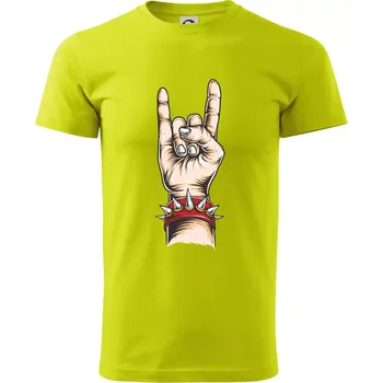 Pánské tričko Rocková ruka s náramkem - Klasické pánské triko vyšší gramáže - XS ( Limetková )