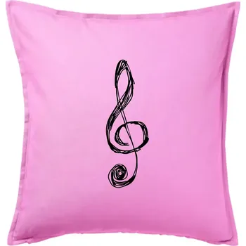 Polštář Houslový klíč kreslený - Polštář 50x50 - 50x50 - Pouze potah ( Růžová )