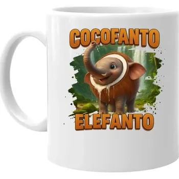 Žertovný předmět Cocofanto Elefanto - Italian Brainrot - slon v kokosu - hrnek s potiskem- Tričkový.cz