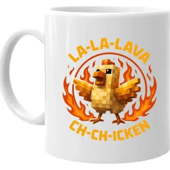 Žertovný předmět La-la-lava ch-ch-icken - Lávové kuře - hrnek s potiskem pro fanoušky Minecraftu- Tričkový.cz