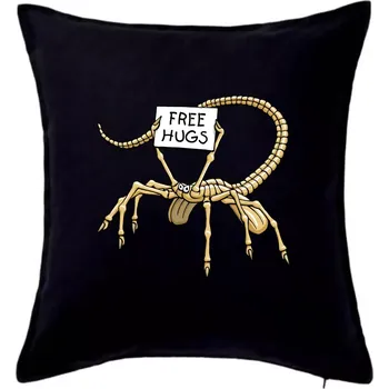 Polštář Vetřelec - free hugs (Hana-creative) - Polštář 50x50 - 50x50 - Pouze potah ( Černá )