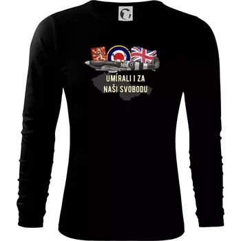 Pánské oblečení Československé perutě - Umírali i za naší svobodu - Triko s dlouhým rukávem FIT-T long sleeve - S ( Černá )
