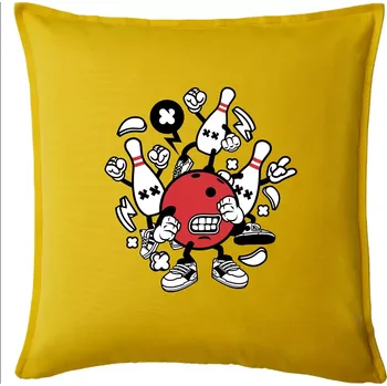 Polštář Bowling komiks - Polštář 50x50 - 50x50 - Pouze potah ( Žlutá )