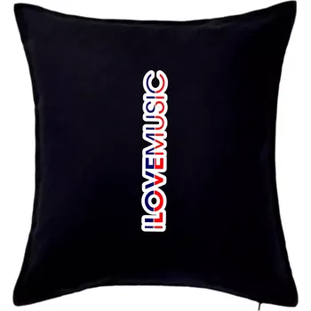 Polštář I love music na výšku - Polštář 50x50 - 50x50 - Pouze potah ( Černá )