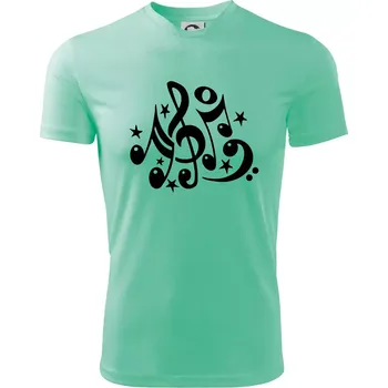 Noty a hvězdy - Dětské triko sportovní (dresovina) - 158 cm/12 let ( Mátová )