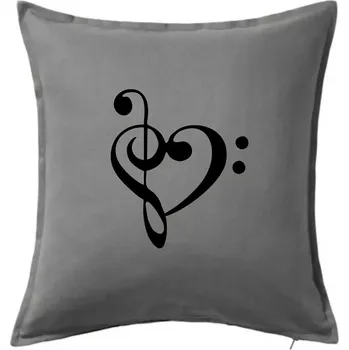 Polštář Houslový klíč srdce - Polštář 50x50 - 50x50 - Pouze potah ( Tmavě šedý melír )