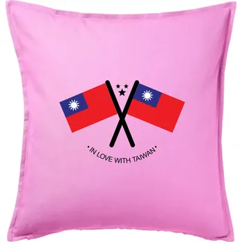 Polštář In love with Taiwan - vlajky - Polštář 50x50 - 50x50 - Pouze potah ( Růžová )