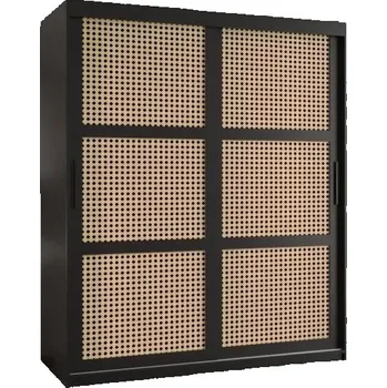 Šatní skříň Šatní skříň s posuvnými dveřmi s vídeňským výpletem – 150 cm, ČERNÁ