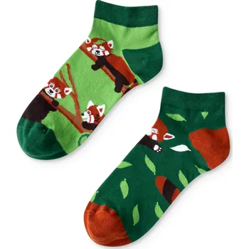 Dámské ponožky Veselé kotníkové ponožky Panda červená