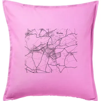 Polštář Černobílá mapa Kladno - Polštář 50x50 - 50x50 - Pouze potah ( Růžová )