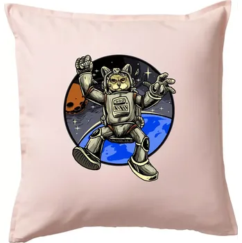 Polštář Kočičí astronaut - Polštář 50x50 - 50x50 - Pouze potah ( Světle růžová )