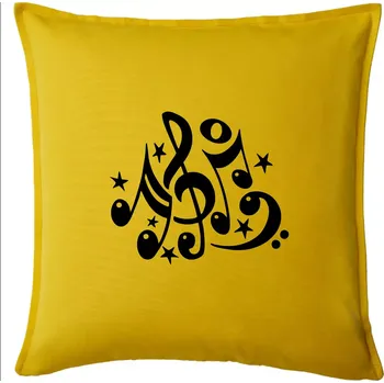 Polštář Noty a hvězdy - Polštář 50x50 - 50x50 - Pouze potah ( Žlutá )