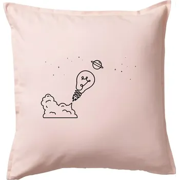 Polštář Žárovka vesmír - Polštář 50x50 - 50x50 - Včetně výplně ( Světle růžová )