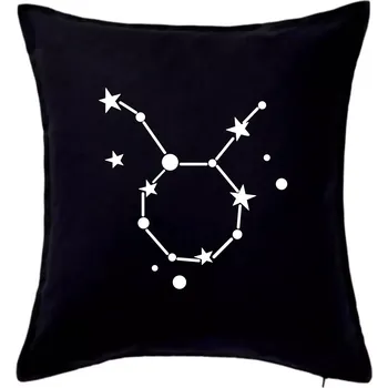 Polštář Souhvězdí - Taurus - Býk - Polštář 50x50 - 50x50 - Pouze potah ( Černá )