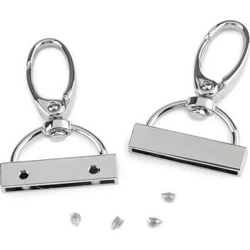 Kovová karabina otočná s koncovkou na popruh o šíři 30 mm, barva 1 nikl