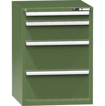 Zásuvková dílenská skříňka, v x š x h: 990 x731 x 780 mm, 4 x zásuvka, zelená RAL6011