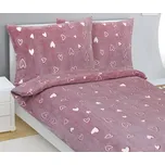 Povlečení MIKROFLANEL Růžová,Bílá BX13235 - 140x200, 70x90 cm
