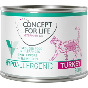 Krmivo pro kočku 6x200g Concept for Life Veterinary Diet Hypoallergenic Turkey
