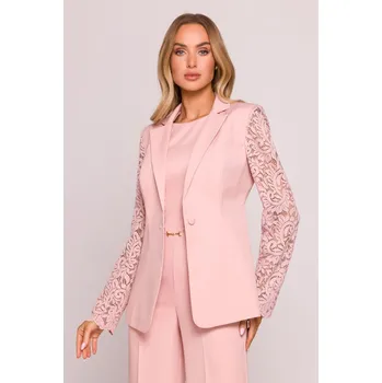 Slavnostní sako s krajkovými rukávy MOE M865 růžové EU velikost: XL