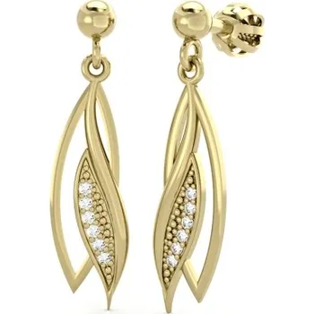 Náušnice Couple, Zajímavé náušnice Vikie, žluté zlato se zirkony, 585-66-3-0335.0Z00.0.00.001.06