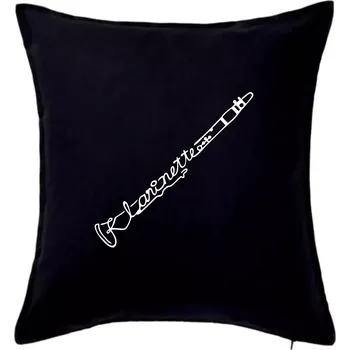 Polštář Klarinet nápis - Polštář 50x50 - 50x50 - Pouze potah ( Černá )