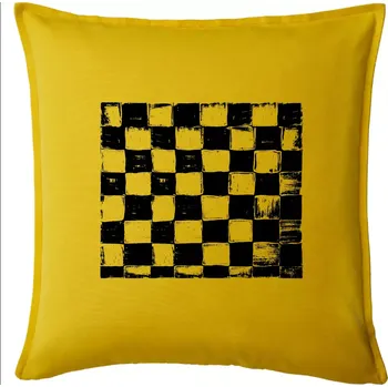 Polštář Šachovnice černá kreslená - Polštář 50x50 - 50x50 - Pouze potah ( Žlutá )