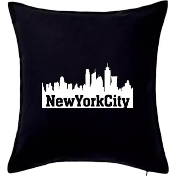 Polštář New York City silueta - Polštář 50x50 - 50x50 - Pouze potah ( Černá )
