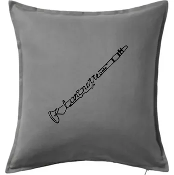 Polštář Klarinet nápis - Polštář 50x50 - 50x50 - Pouze potah ( Tmavě šedý melír )