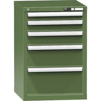 Zásuvková dílenská skříňka KOMBI, 5 x zásuvka, v x š x h: 840 x 578 x 630 mm, barva zelená RAL6011