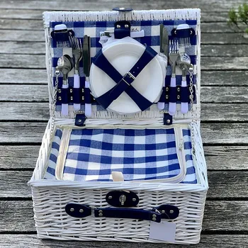 Piknikový koš ZIBITEX Piknikový koš GARDEN bílý pro 4 osoby 28 x 40 x 20