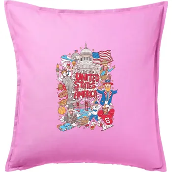 Polštář USA karikatura - Polštář 50x50 - 50x50 - Pouze potah ( Růžová )