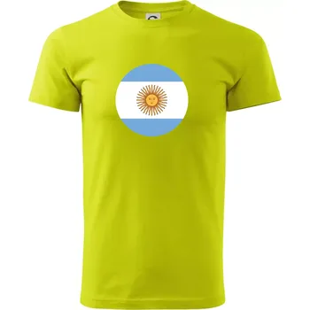 Pánské tričko Argentina vlajka kulatá - Klasické pánské triko vyšší gramáže - 2XL ( Limetková )