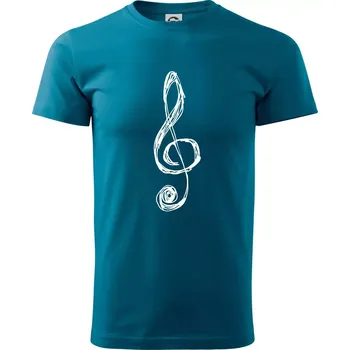 Pánská móda Houslový klíč kreslený - Klasické pánské triko vyšší gramáže - XS ( Petrolejová )