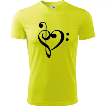 Houslový klíč srdce - Dětské triko sportovní (dresovina) - 158 cm/12 let ( Neonově žlutá )