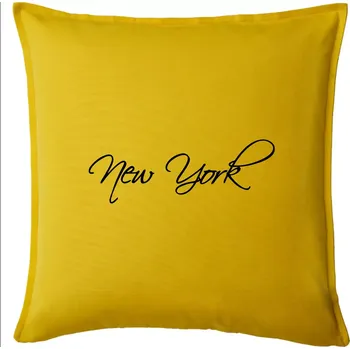 Polštář New York nápis psacím - Polštář 50x50 - 50x50 - Pouze potah ( Žlutá )