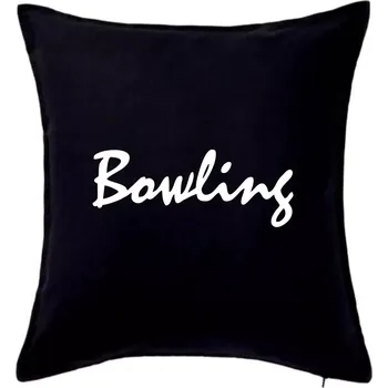 Polštář Bowling nápis psací - Polštář 50x50 - 50x50 - Pouze potah ( Černá )