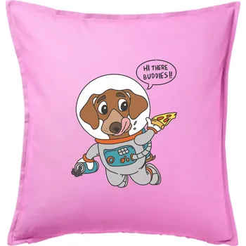 Polštář Pes kosmonautem - Polštář 50x50 - 50x50 - Pouze potah ( Růžová )