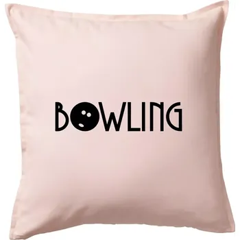 Polštář Bowling nápis - Polštář 50x50 - 50x50 - Pouze potah ( Světle růžová )