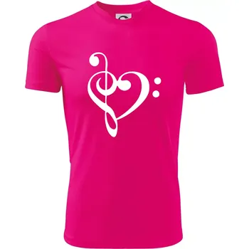 Chlapecké tričko Houslový klíč srdce - Dětské triko sportovní (dresovina) - 122 cm/6 let ( Neon Pink )