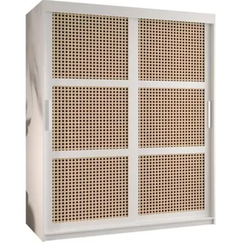 Šatní skříň Šatní skříň s posuvnými dveřmi s vídeňským výpletem – 150 cm, BÍLÁ