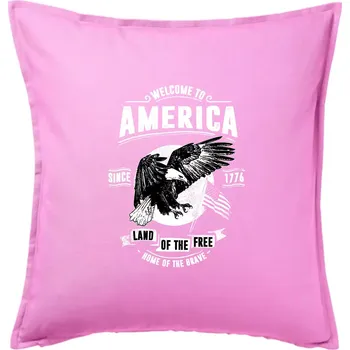 Polštář Welcome To America - Polštář 50x50 - 50x50 - Pouze potah ( Růžová )