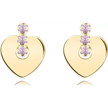 Náušnice Náušnice ze 14K zlata s motivem srdce a růžovými zirkony
