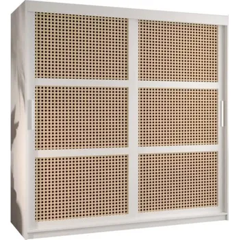 Šatní skříň Šatní skříň s posuvnými dveřmi s vídeňským výpletem – 180 cm, BÍLÁ