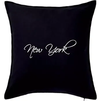 Polštář New York nápis psacím - Polštář 50x50 - 50x50 - Pouze potah ( Černá )