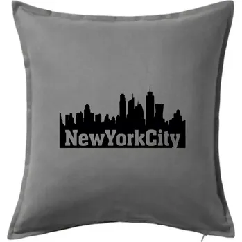 Polštář New York City silueta - Polštář 50x50 - 50x50 - Pouze potah ( Tmavě šedý melír )